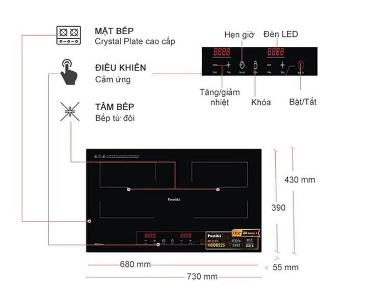 Bếp từ đôi Funiki HDD8525