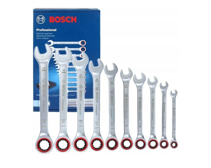 Bộ cờ lê 10 món thép trắng Bosch (1600A02AU0)