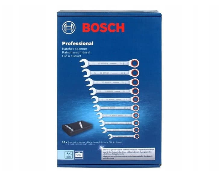 Bộ cờ lê 10 món thép trắng Bosch (1600A02AU0)