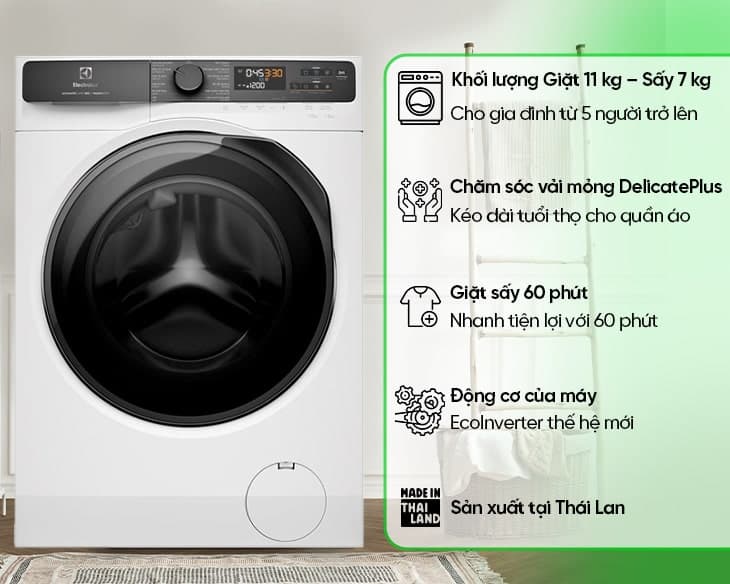 Máy Giặt Sấy Electrolux 11/7 kg EWW1123P5WC