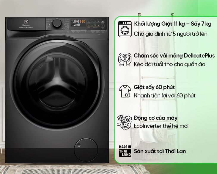 Máy Giặt Sấy Electrolux 11/7 kg EWW1143R7SC