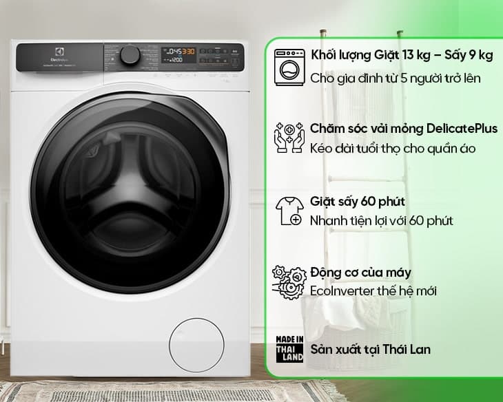 Máy Giặt Sấy Electrolux 13/9 kg EWW1343R7WC