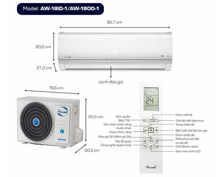 Máy lạnh Airwell Inverter 2 HP AW-18ID-1