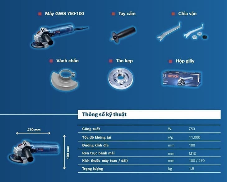 Máy mài góc Bosch GWS 750-100