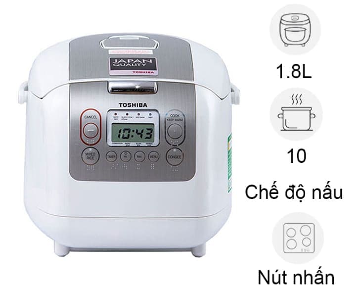 Nồi cơm điện tử Toshiba 1.8 lít RC-18NMFVN(WT)