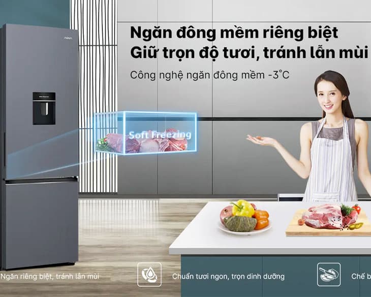 Tủ lạnh Aqua Inverter 292 Lít AQR-B360MA(WSL)