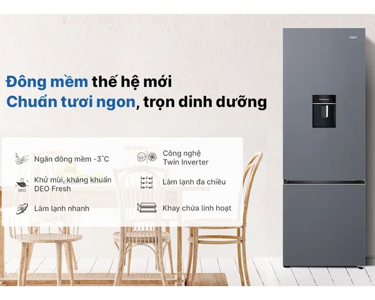 Tủ lạnh Aqua Inverter 292 Lít AQR-B360MA(WSL)