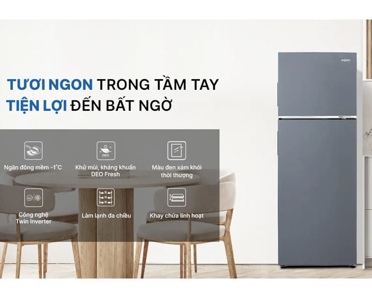 Tủ lạnh Aqua Inverter 358 Lít AQR-T410FA(SL)